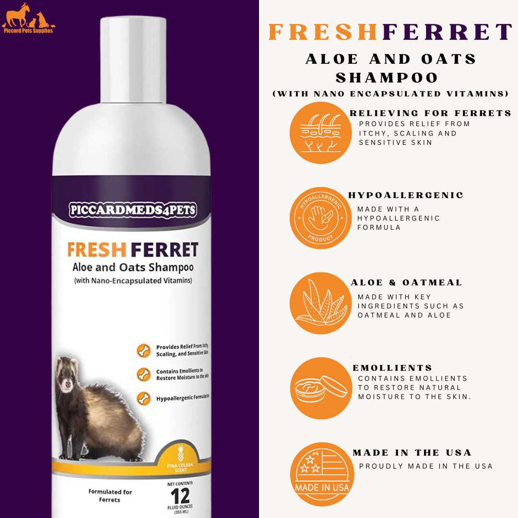 Piccardmeds4pets Fresh Ferret Aloe and Oats Shampoo 12 oz. + FREE Bandana!