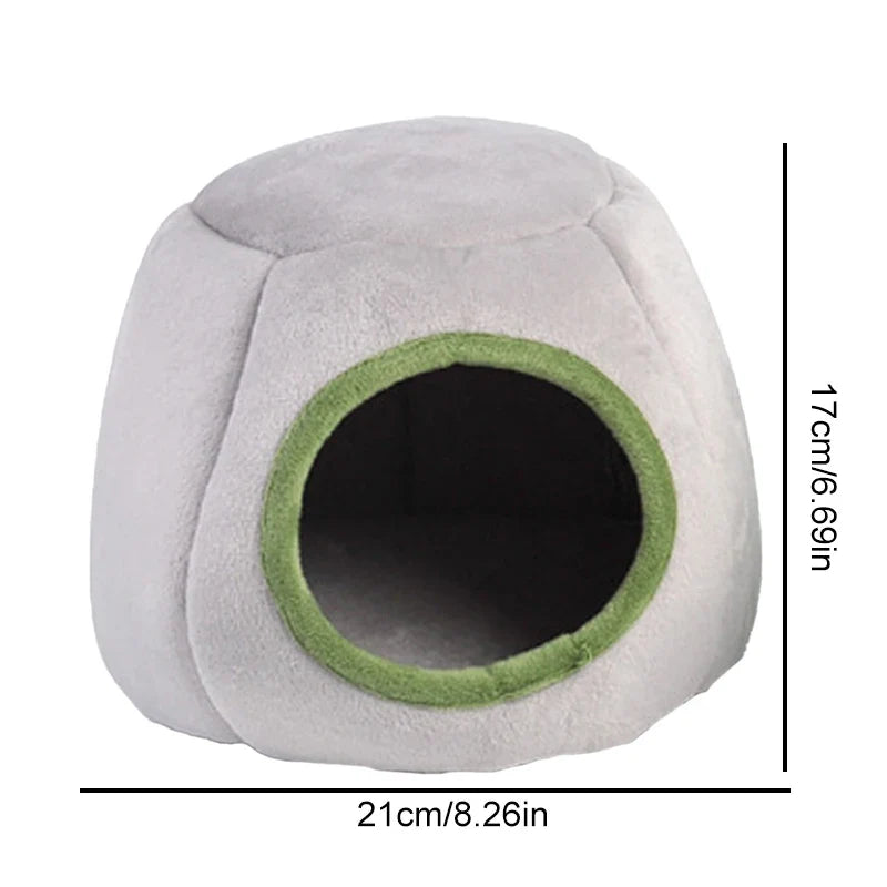 Plush Small Animal Cave Bed - Winter Warm Nest for Hamsters, Guinea Pigs, Rats & Hedgehogs