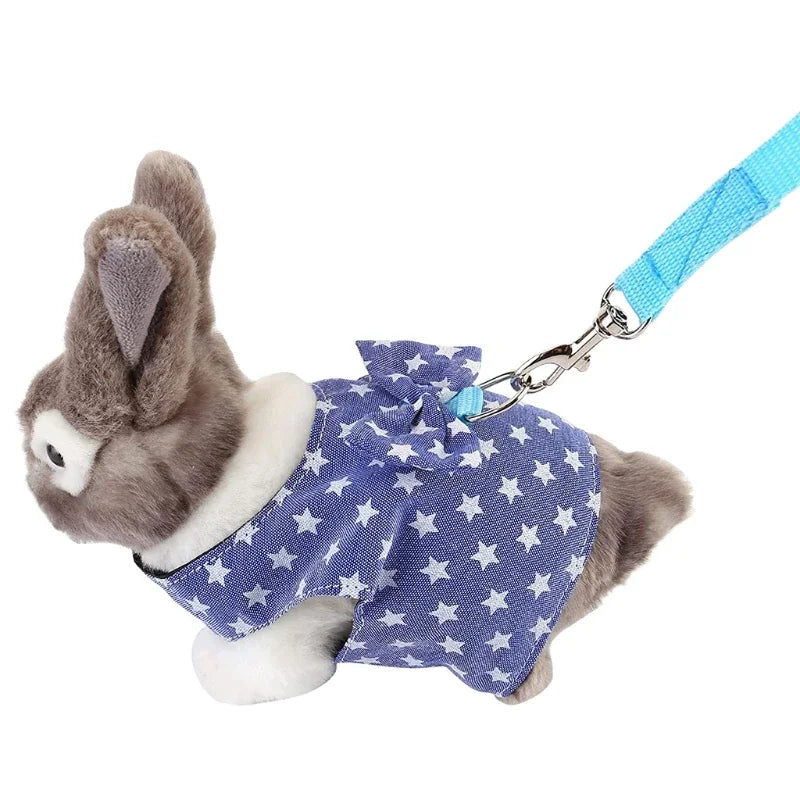 Small Animal Vest Harness & Leash Set for Rabbits, Kittens & Guinea Pigs – Adjustable Breathable Cotton, 3 Sizes (S/M/L)