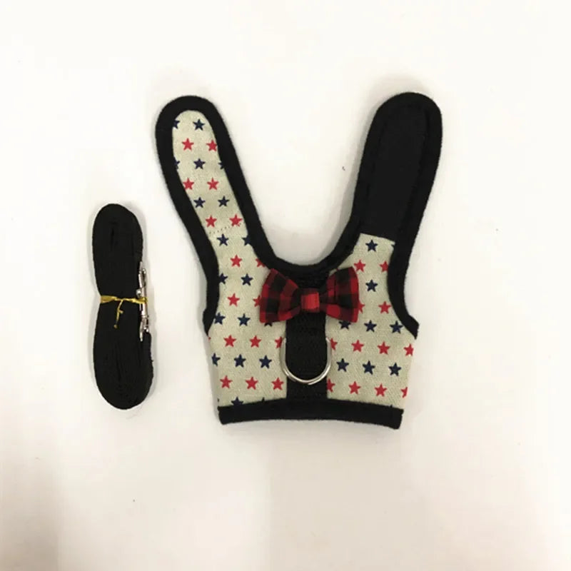 Small Animal Vest Harness & Leash Set for Rabbits, Kittens & Guinea Pigs – Adjustable Breathable Cotton, 3 Sizes (S/M/L)