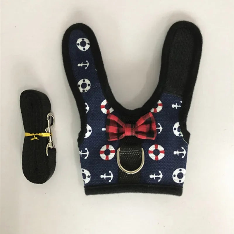 Small Animal Vest Harness & Leash Set for Rabbits, Kittens & Guinea Pigs – Adjustable Breathable Cotton, 3 Sizes (S/M/L)