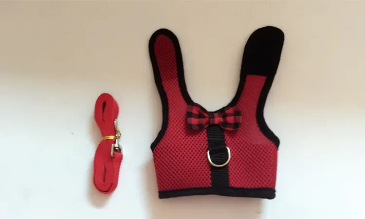 Small Animal Vest Harness & Leash Set for Rabbits, Kittens & Guinea Pigs – Adjustable Breathable Cotton, 3 Sizes (S/M/L)
