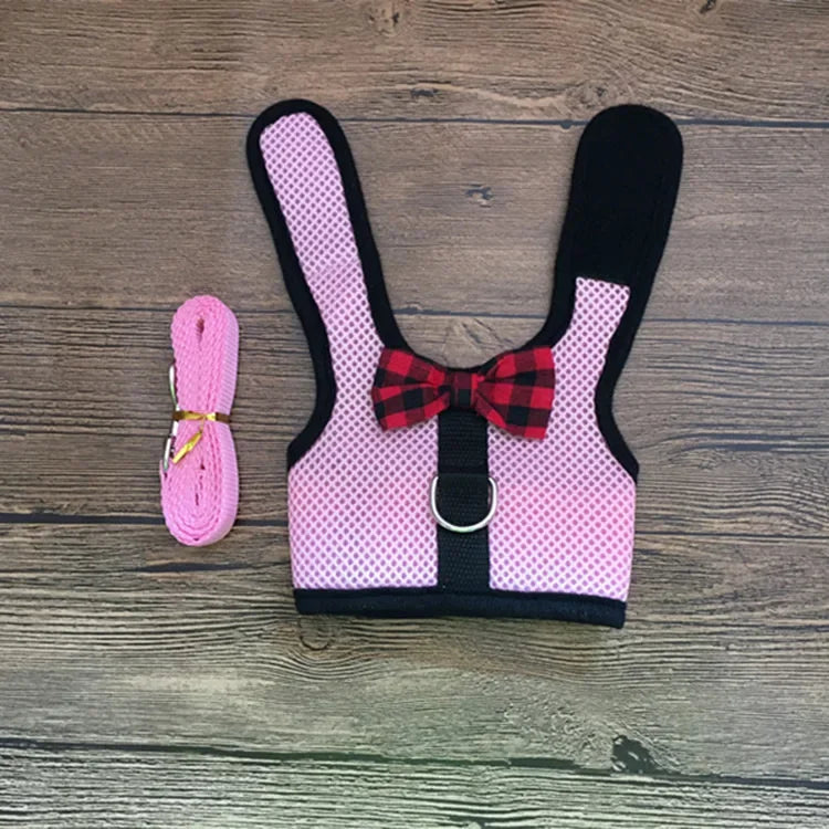 Small Animal Vest Harness & Leash Set for Rabbits, Kittens & Guinea Pigs – Adjustable Breathable Cotton, 3 Sizes (S/M/L)