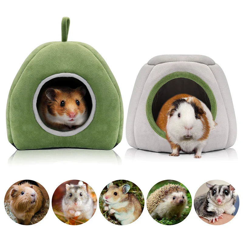 Plush Small Animal Cave Bed - Winter Warm Nest for Hamsters, Guinea Pigs, Rats & Hedgehogs