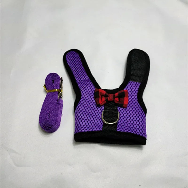 Small Animal Vest Harness & Leash Set for Rabbits, Kittens & Guinea Pigs – Adjustable Breathable Cotton, 3 Sizes (S/M/L)