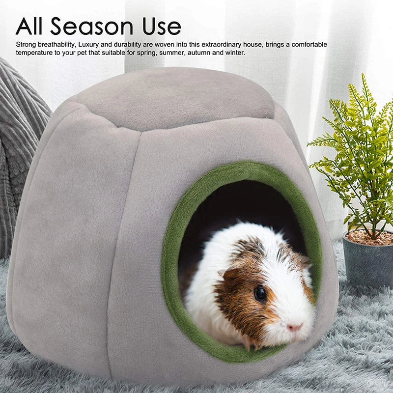Plush Small Animal Cave Bed - Winter Warm Nest for Hamsters, Guinea Pigs, Rats & Hedgehogs