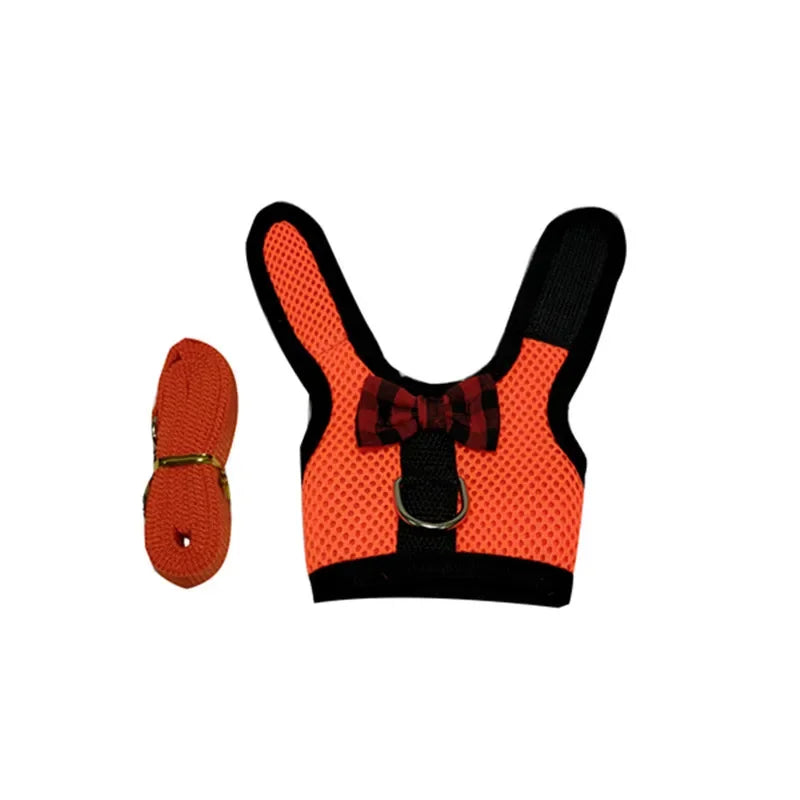 Small Animal Vest Harness & Leash Set for Rabbits, Kittens & Guinea Pigs – Adjustable Breathable Cotton, 3 Sizes (S/M/L)