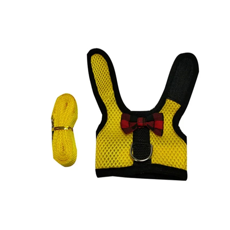 Small Animal Vest Harness & Leash Set for Rabbits, Kittens & Guinea Pigs – Adjustable Breathable Cotton, 3 Sizes (S/M/L)