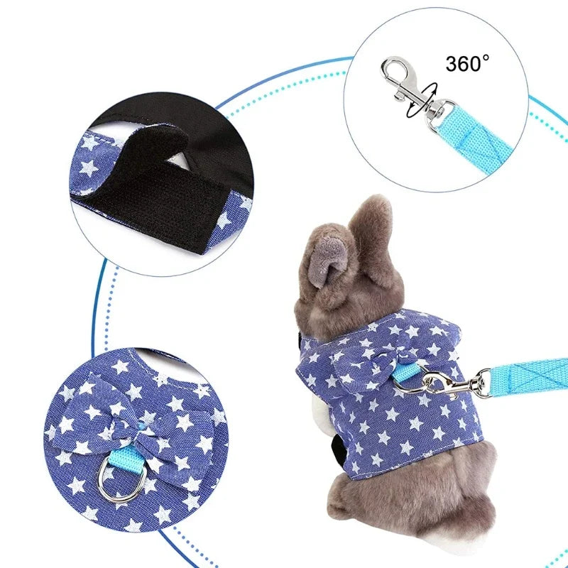 Small Animal Vest Harness & Leash Set for Rabbits, Kittens & Guinea Pigs – Adjustable Breathable Cotton, 3 Sizes (S/M/L)