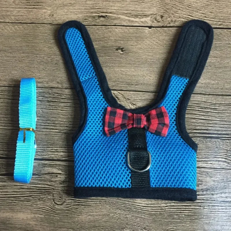 Small Animal Vest Harness & Leash Set for Rabbits, Kittens & Guinea Pigs – Adjustable Breathable Cotton, 3 Sizes (S/M/L)