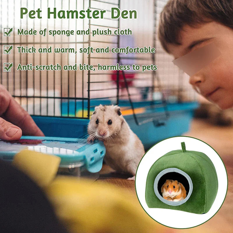 Plush Small Animal Cave Bed - Winter Warm Nest for Hamsters, Guinea Pigs, Rats & Hedgehogs