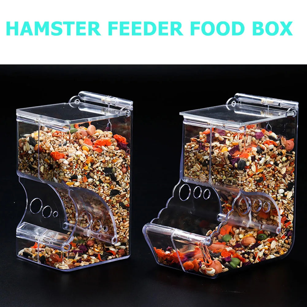 Automatic Small Animal Food Feeder - Clear Hanging Plastic Bowl for Hamsters, Birds & Rabbits