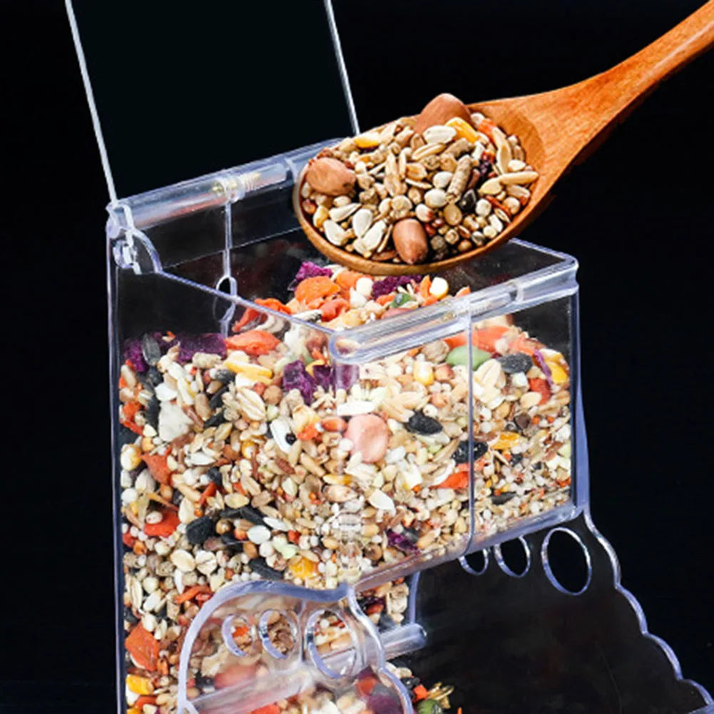 Automatic Small Animal Food Feeder - Clear Hanging Plastic Bowl for Hamsters, Birds & Rabbits